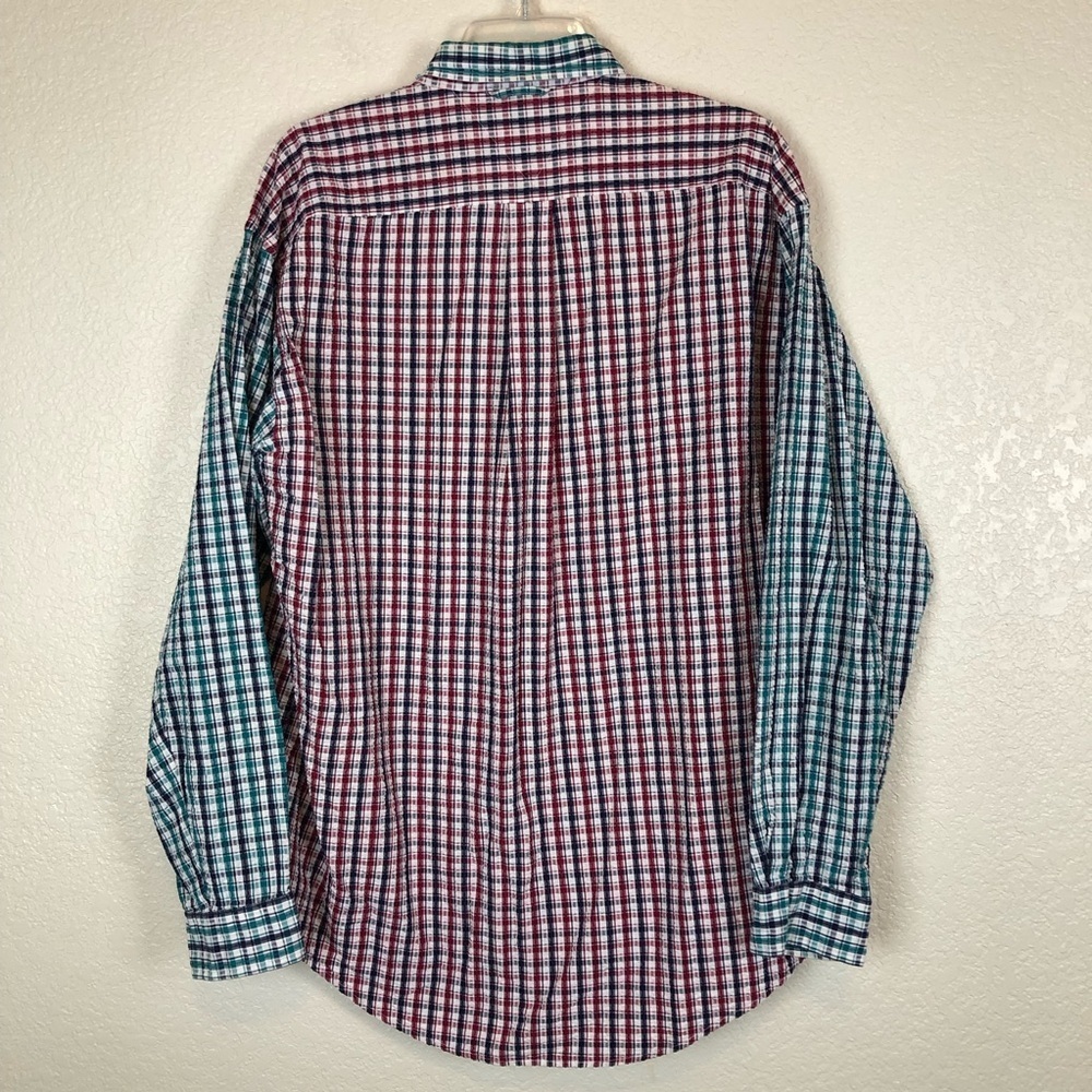 Tommy Hilfiger Vintage Check Long Sleeve Button Down Shirt Color Block Large - Picture 5 of 8